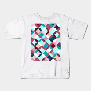 Overlapping vintage circles pattern, colorful interlocking round shapes background Kids T-Shirt